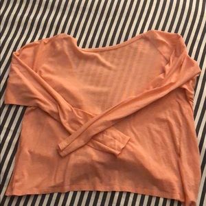 Peachy orange backless fabletics top!!